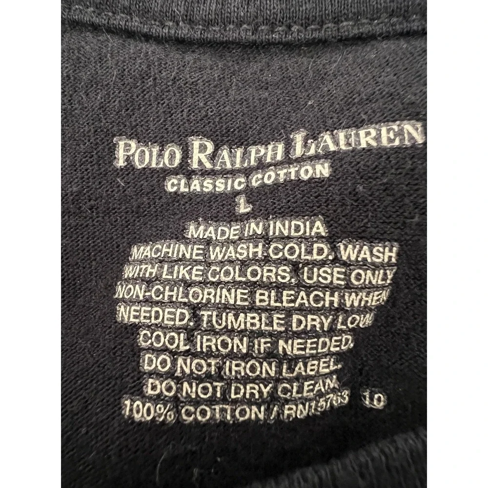 Lot Of 4 Polo Ralph Lauren T Shirts Black 100% Cotton Mens Sz Lg. Pony At Bottom